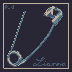 Pixelart rendition of an open safety pin, using a minimalist four-colour palette of cool blues.